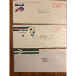 Rare NFL lot of 3 press release envelopes 1970s 1980s Dolphins Bills Jets
